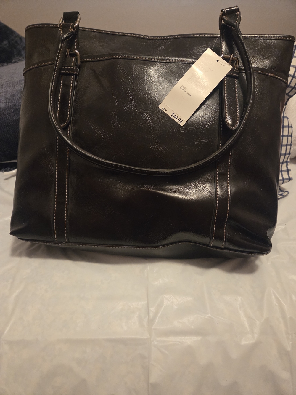 Classic Black Tote Bag with Top Handles